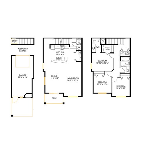 Floor plan for 3 beds, 2 baths, 1548 sqft
